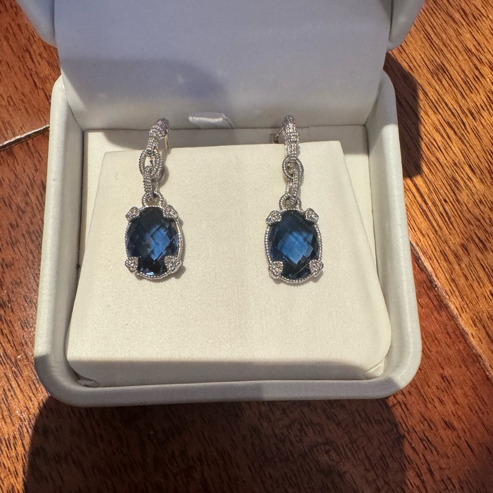 Judith Ripka Blue CZ Drop Earrings SS 18